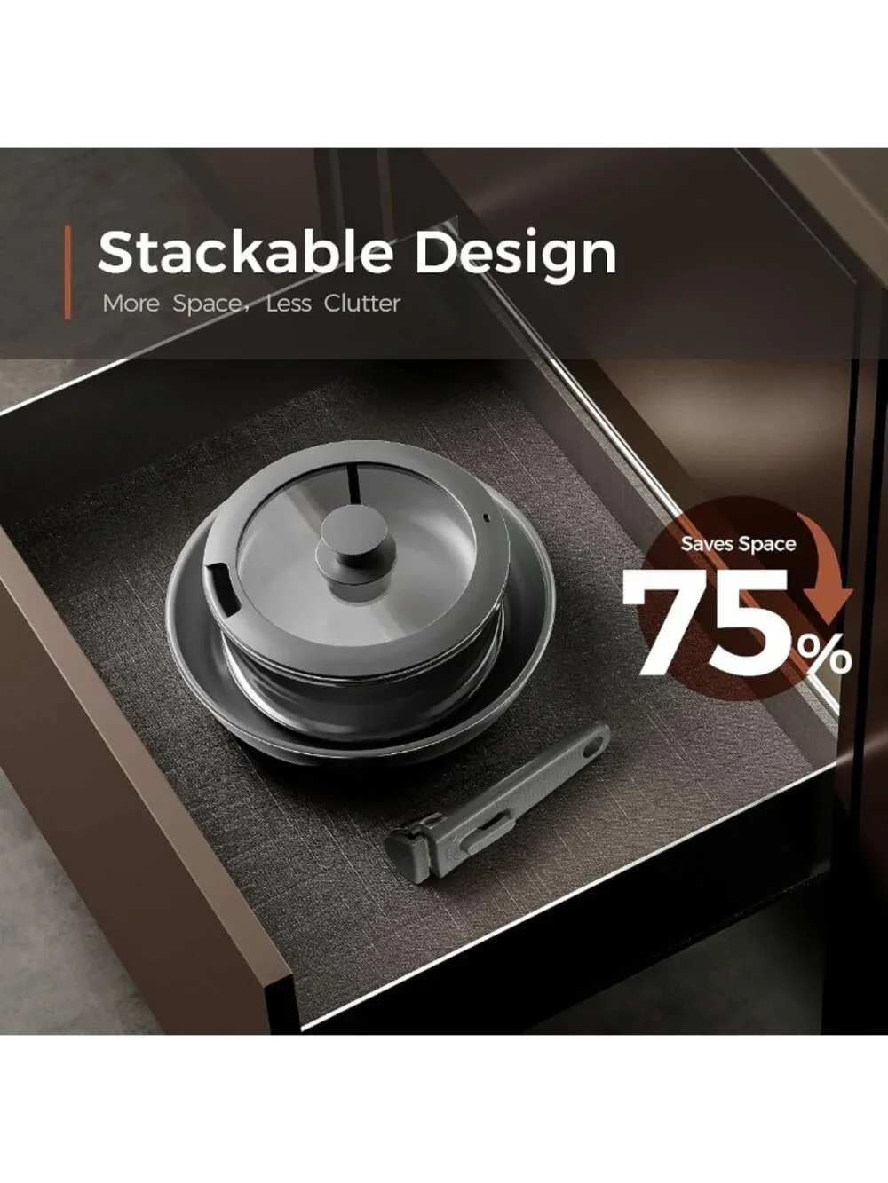 5PCS Non-Stick Cookware Set, Diamond-Titanium Ceramic & Stainless Steel